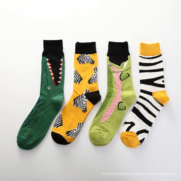 chaussettes d&#39;équipage personnalisées chaussettes personnalisées chaussettes pour hommes heureux